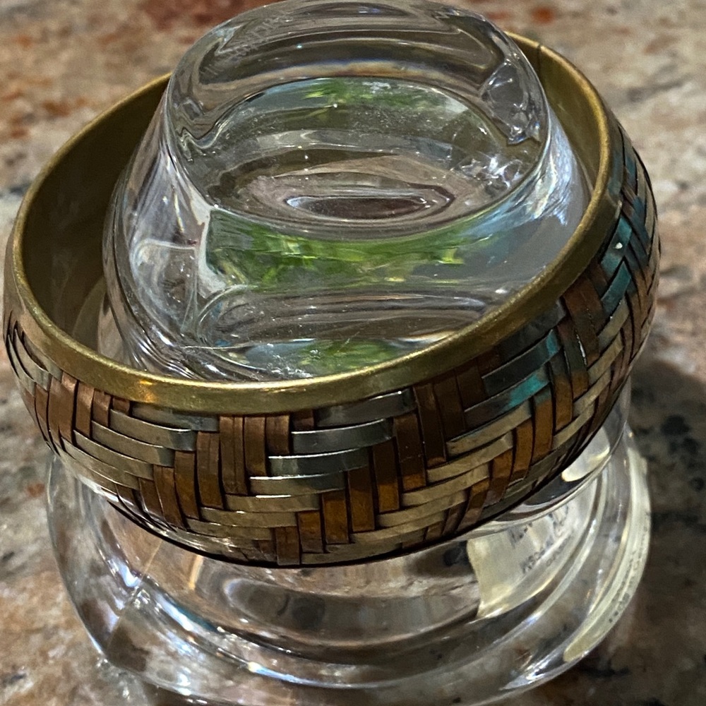Vintage Silver Copper & Brass bangle bracelet Tri-Color Basket Weave Cuff VGUC - Picture 9 of 17